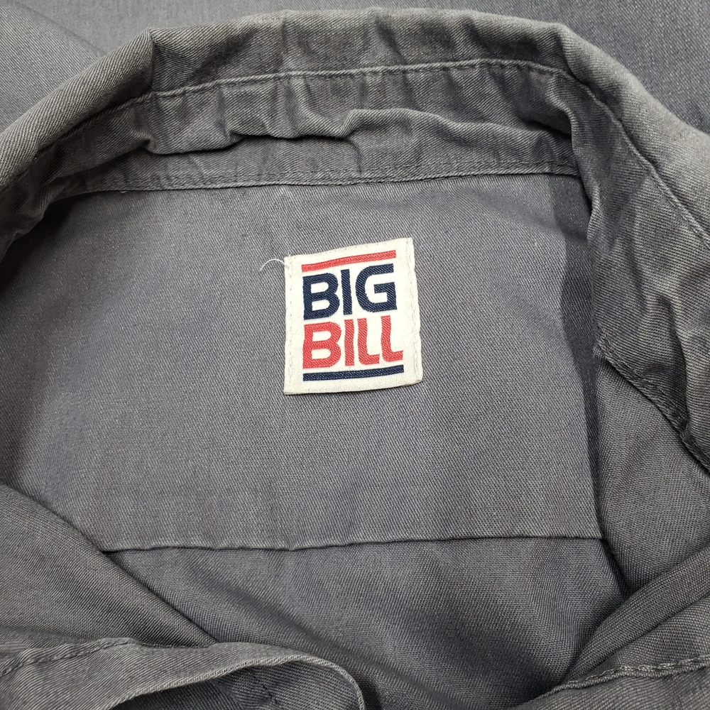 Big Bill Grey Pearl Snap Work Shirt Distressed Grunge Streetwear Blokecore - Picture 8 of 12